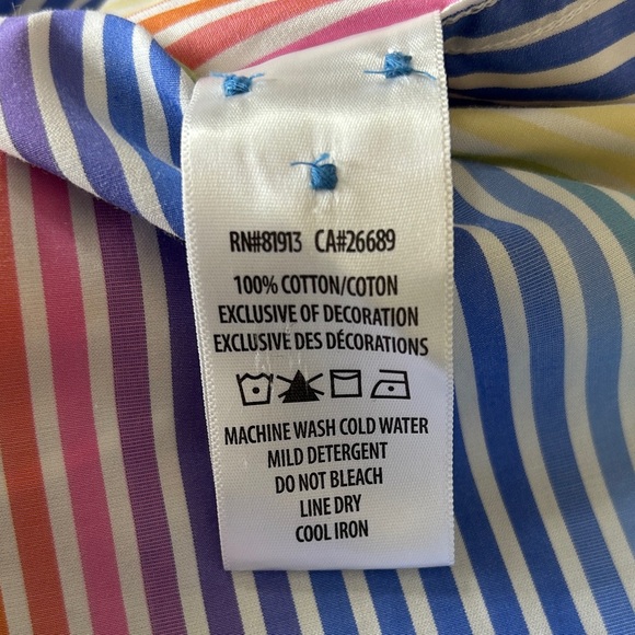 Robert Graham Mens Large Sport Shirt Rainbow Stripe Floral Flip Cuff | Size M - Picture 10 of 10